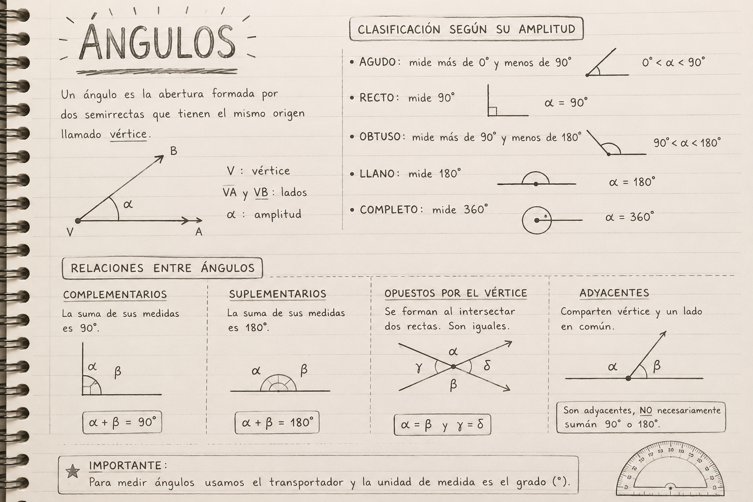 Clasificación de ángulos