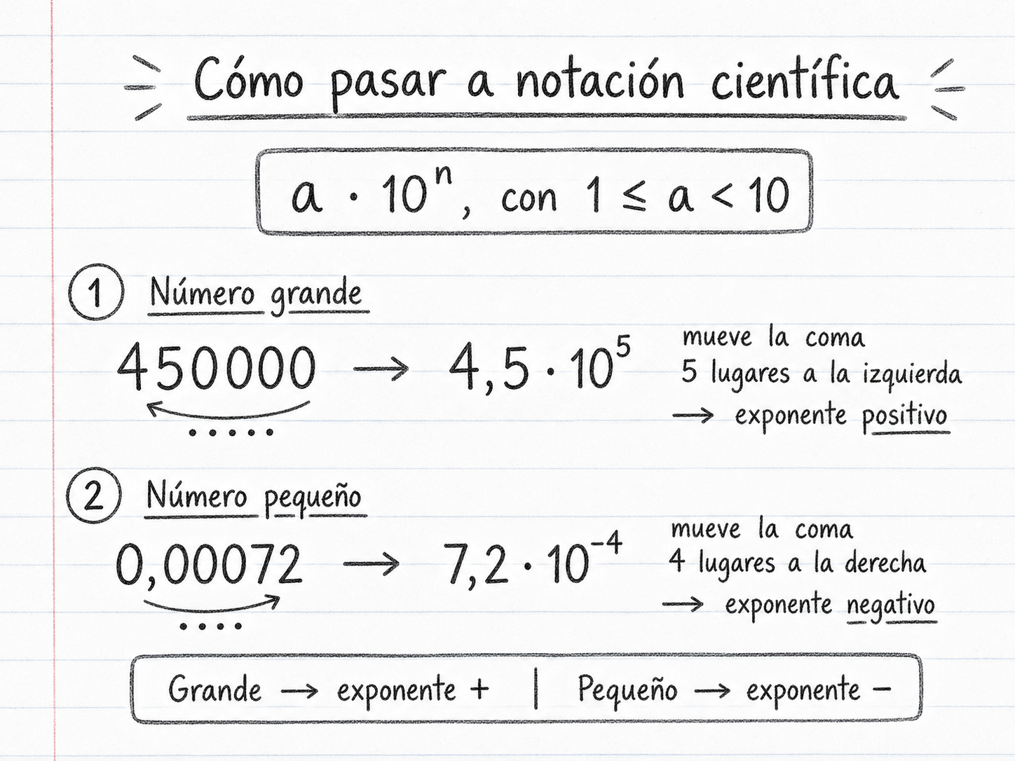 Ejemplo conversión a notación científica